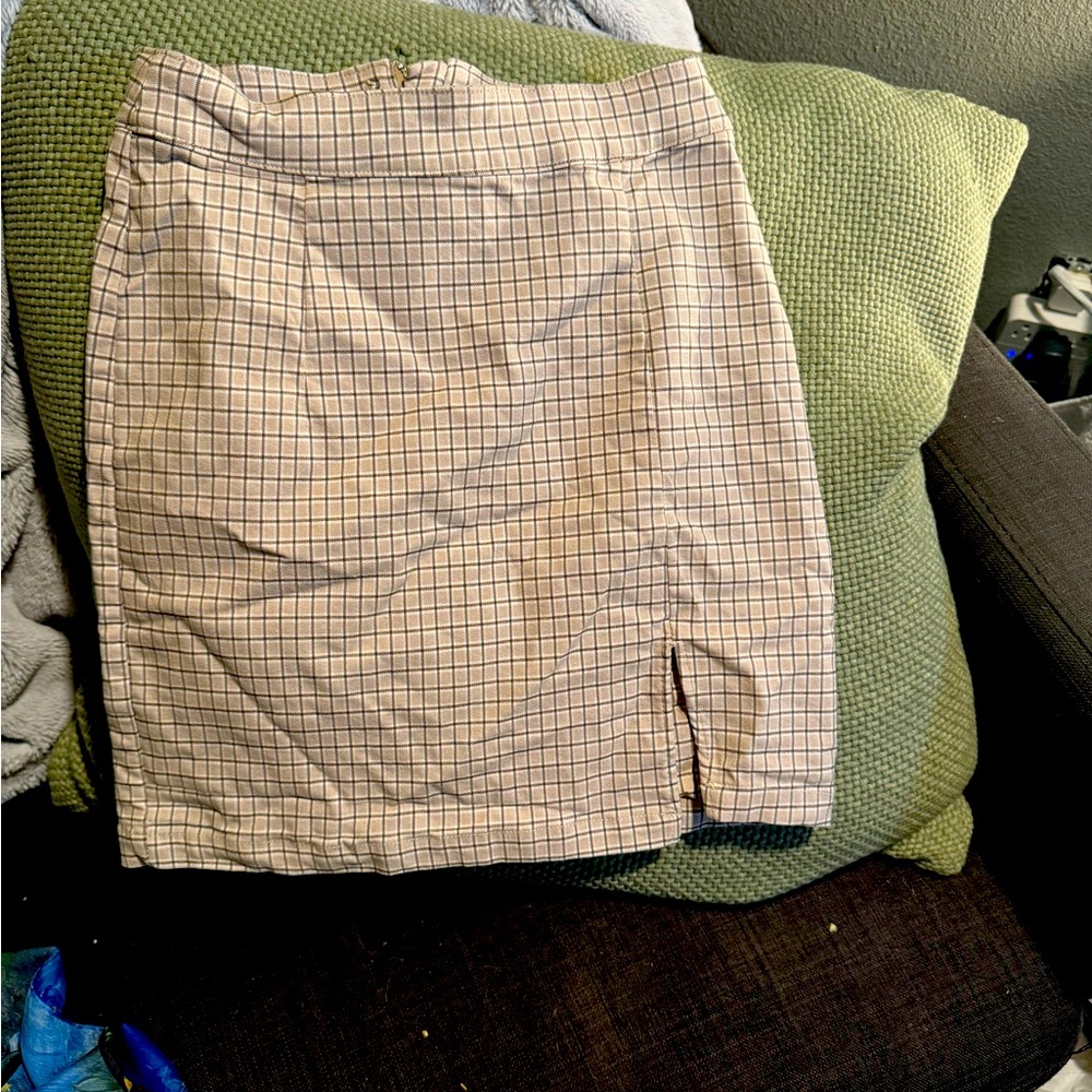 Plaid pencil mini skirt